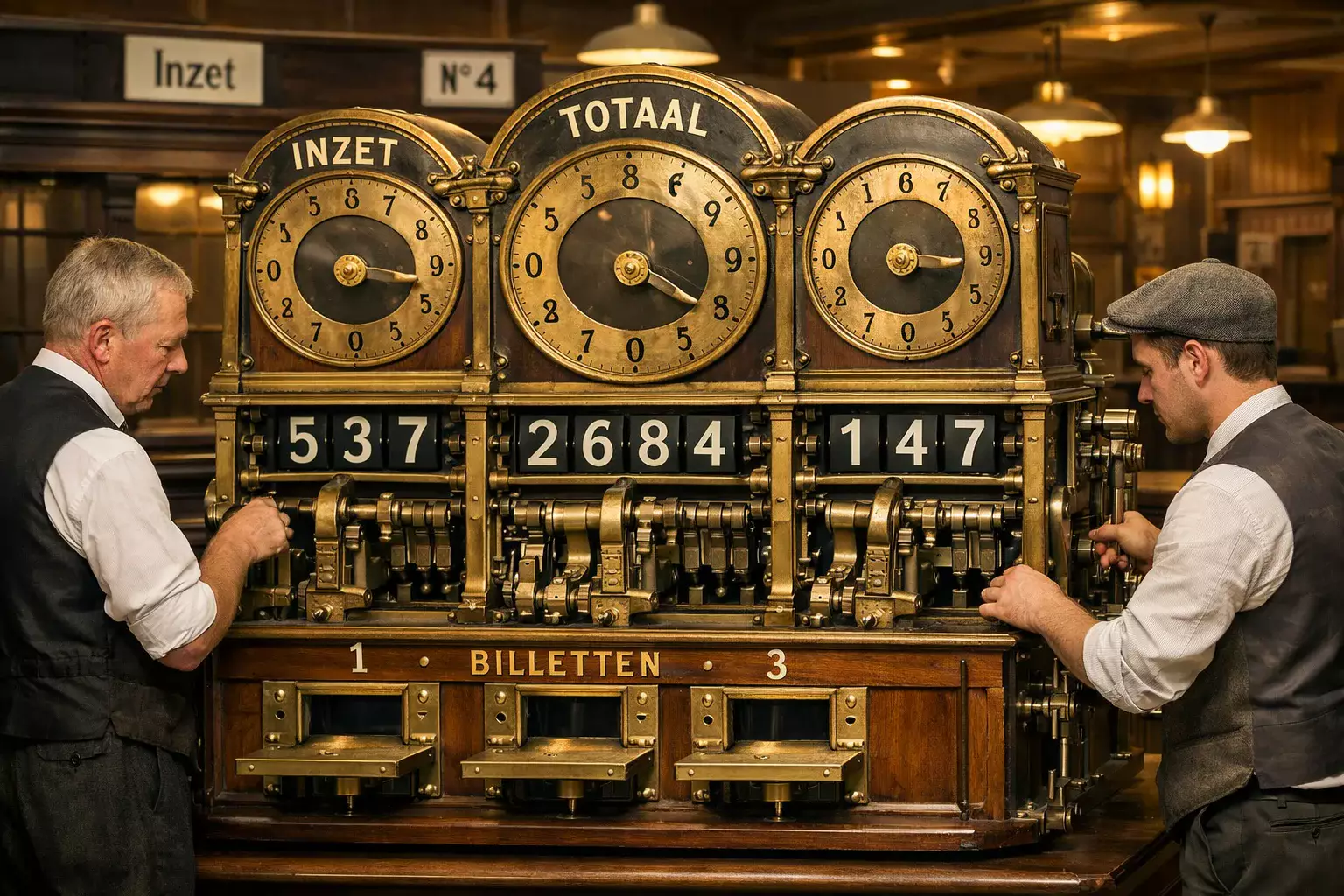 Historische pari mutuel totalisator machine op een Franse renbaan