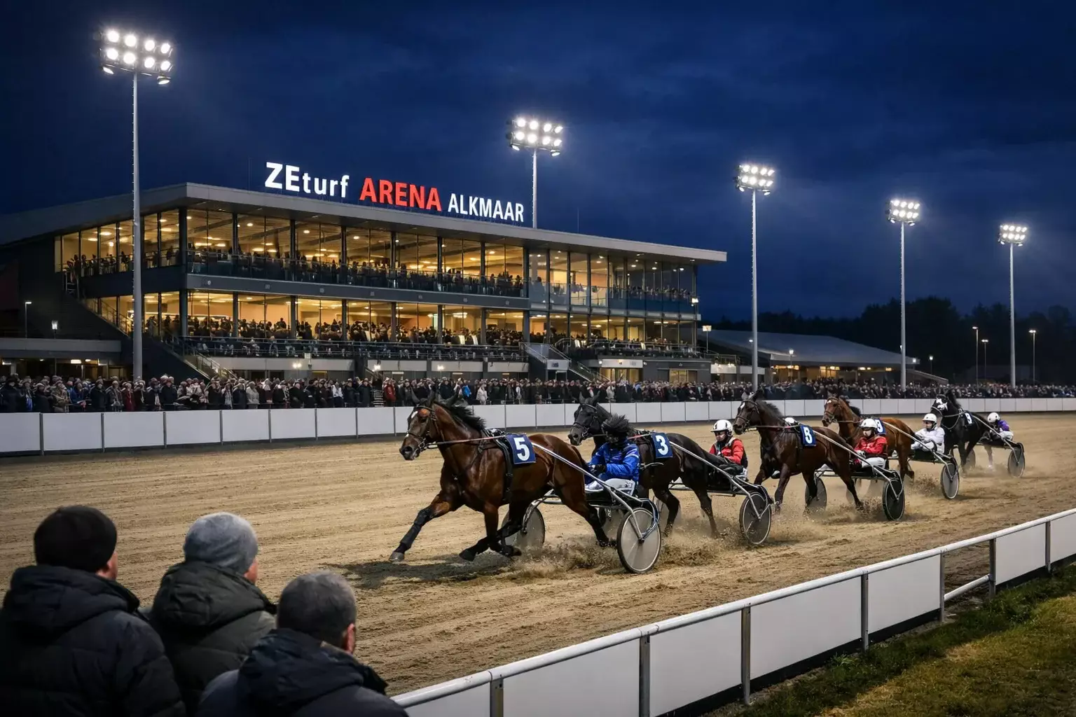 Moderne faciliteiten van ZEturf Arena Alkmaar bij avondkoers