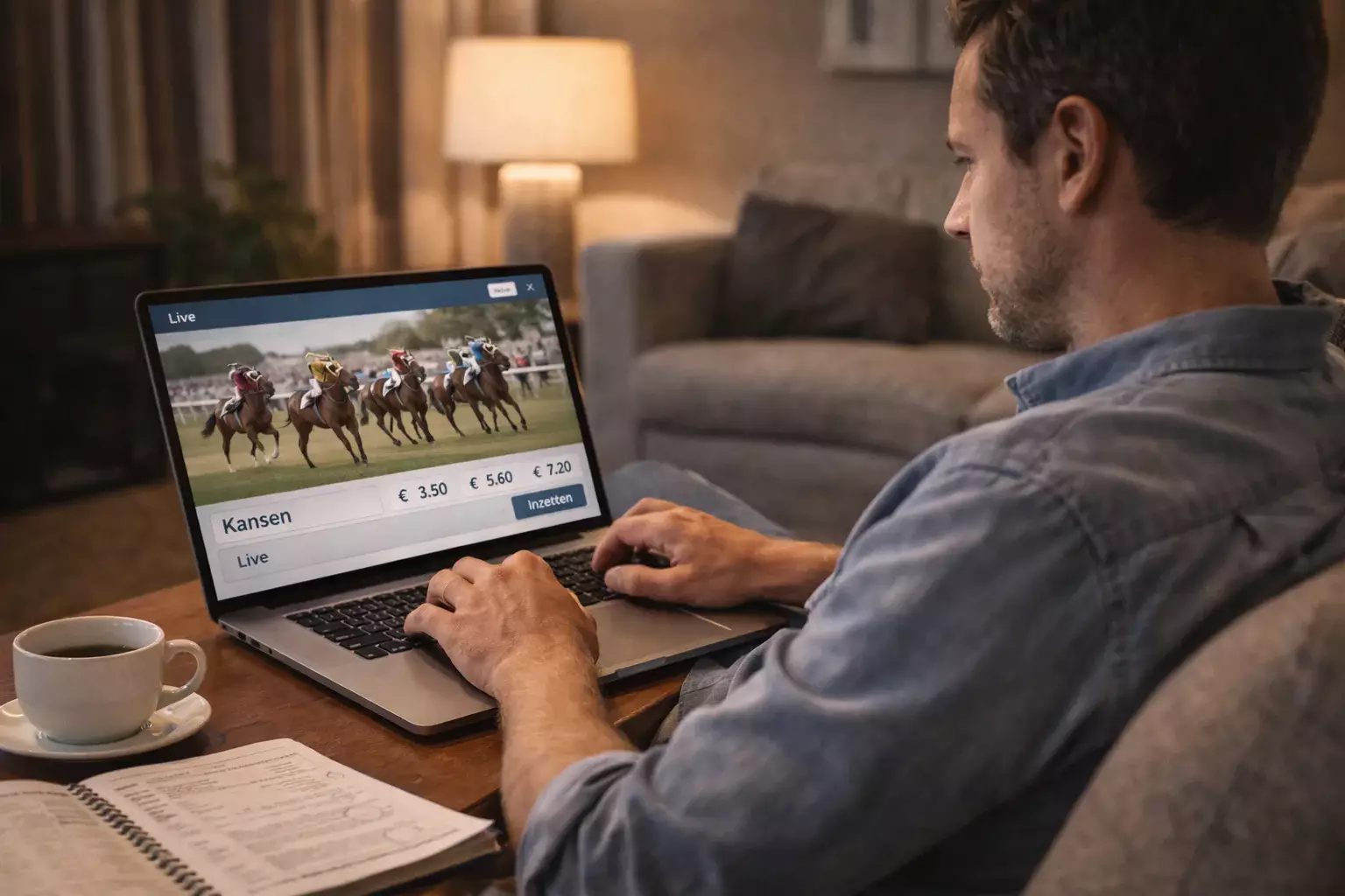 Persoon plaatst online weddenschap op Nederlandse paardenrace